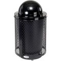 Global Equipment Outdoor Diamond Steel Trash Can With Dome Lid   Base, 36 Gallon, Black 261948BKD